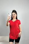 V Yaka Viskon Bluz Kırmızı - 80061.599.