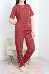 Alt Üst Aynı Rotasyon Pijama Takımı Kırmızıekose - 50593.1285.