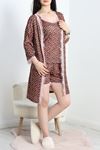 Pegasus Şortlu 3Lü Pijama Takımı Kahvepuanlı - 50568.1049.