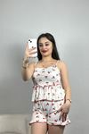Milan İp Askılı Şortlu Pijama Takım Beyazkiraz - 70185.1857.