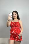 Milan İp Askılı Şortlu Pijama Takım Kırmızıbeyaz - 70185.1857.