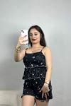 Milan İp Askılı Şortlu Pijama Takım Siyahay - 70185.1857.