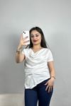 Drape Yaka Sandy Bluz  Beyaz - 70256.1949.