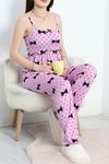 Milan Kumaş Fırfırlı Pijama Takımı Lilafiyonk - 50182.1857.