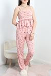 Milan Kumaş Fırfırlı Pijama Takımı Pembeçiçek - 50182.1857.