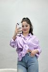 Çizgi Detaylı Gömlek Lila - 80023.147.