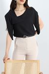 Asimetrik Kesim Bluz Siyah - 41297.308.