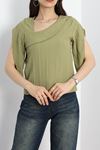Asimetrik Kesim Bluz Haki - 41297.308.