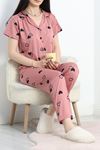 Milan Kumaş Düğmeli Pijama Takımı Pudrasiyah - 50579.1950.