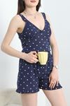 Fırfır Asklı Süprem Şortlu Pijama Takımı Lacivert - 50199.1857.