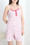Düğme Detay Süprem Şortlu Pijama Takımı Beyazpembe - 50196.1857.