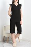 Bamboo Kumaş Kapri Pijama Takımı Siyah - 50517.1952.