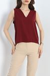 Pamuklu Saten Bluz Bordo - 80049.0444.