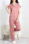 Milan Kumaş Düğmeli Pijama Takımı Pudrabeyaz - 50579.1950.