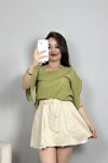 Asimetrik Kesim Bluz Haki - 41297.308.
