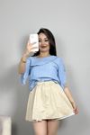 Asimetrik Kesim Bluz Mavi - 41297.308.