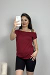 Omuz Şerit Detaylı Viskon Bluz Bordo - 80054.599.