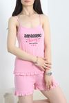 Fırfırlı Viskon Şortlu Pijama Takımı Pembe - 50326.1857.