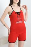 Biyeli Viskon Şortlu Pijama Takımı Kırmızı - 50321.1857.