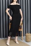 Madonna Yaka Dantelli Elbise Siyah - 41229.1594.