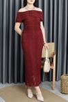 Madonna Yaka Dantelli Elbise Bordo - 41229.1594.