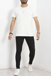 Baskılı Oversize Waffle Tişört Beyaz - 90311.275.