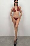 Üçgen Büzgülü Bikini Takım Kahverengi - 8523.1966.