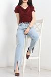 Drape Yaka Sandy Bluz  Bordo1 - 70256.1949.