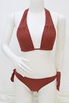 Straplez Boyun Bağlamalı Bikini Takım Kahverengi - 8513.1966.