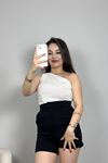 Drapeli Tek Omuz Bluz Beyaz - 1488.2031.