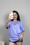 Lüx Penye Oversize Tişört Lila - 30531.1878.