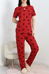 Kısa Kollu Süprem Pijama Takımı Kırmızısiyah1 - 50523.1961.