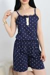 Düğme Detay Süprem Şortlu Pijama Takımı Lacivert - 50196.1857.