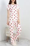 Milan Kumaş Alt Üst Aynı Pijama Takımı Beyazkalpli - 50607.1048.