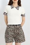 Leopar Yaka Bluz Ekru - 41132.1748.