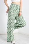 Desenli Keten Pantolon Mintbeyaz - 40991.701.