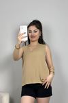 Pamuklu Saten Bluz Bej - 80049.0444.