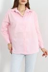 Çizgili Oversize Terikoton Gömlek Pembe - 41304.147.