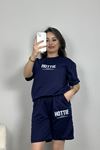 Unisex Baskılı İki İp Wortex Şortlu Takım Lacivert - 80301.1878.