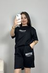 Unisex Baskılı İki İp Wortex Şortlu Takım Siyah - 80301.1878.