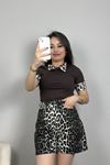 Leopar Yaka Bluz Kahve - 41132.1748.