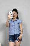 Çizgili Vatkalı Kolsuz Gömlek Mavibeyaz - 70406.147.