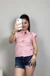 Çizgili Vatkalı Kolsuz Gömlek Pembebeyaz - 70406.147.
