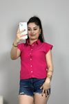 Düz Vatkalı Kolsuz Gömlek Fuşya - 90313.147.