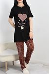 Ringviskon Pijama Takımı Siyahbordo - 50632.1931.