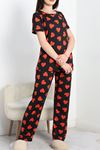 Milan Kumaş Alt Üst Aynı Pijama Takımı Siyahkırmızı - 50607.1048.