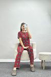 Milan Kumaş Alt Üst Aynı Pijama Takımı Kırmızıekose - 50607.1048.