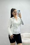 Biyeli Fermuarlı Dalgıç Body Ceket Beyaz - 90315.053.