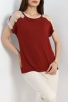 Kolları Taş Detaylı Bluz Kiremit1 - 20934.599.