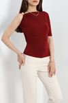 Asimetrik Yaka Bluz Bordo - 70394.1949.